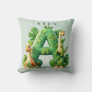 🦖 Süßer Dinosaurier Buchstabe A Dschungel Kinder Kissen