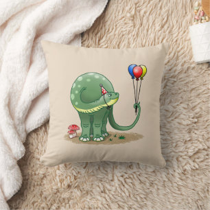Süßer Dinosaurier, der die Luftballons hält Kissen