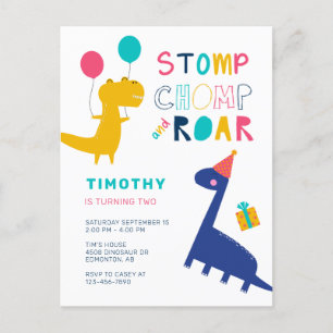 Süßer Dinosaurier Geburtstag Bunte Party Jungen  Postkarte