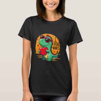 Süßer Dinosaurier mit Herz liebt Valentinstag-Spaß T-Shirt