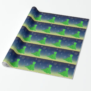 Süßer Dinosaurier mit Schneeflocken Geschenkpapier