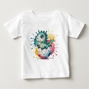 Süßer Dinosaurier mit Wasserfarbspritzern Baby Sho T-shirt