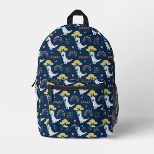 Süßer Dinosaurier & Regenbogen "BRÜLL!" Muster Bedruckter Rucksack