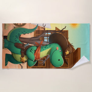 Süßer Dinosaurier Sheriff/Cowboy Strandtuch