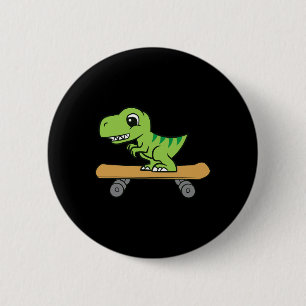Süßer Dinosaurier Skateboard fährt  Button