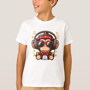 Süßer DJ-Affe mit Kopfhörern für Kinder T-Shirt