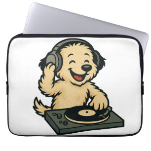 Süßer DJ-Hund mit Kopfhörern � Lustiges Geschenk f Laptopschutzhülle