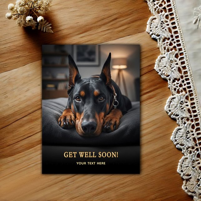 Süßer Dobermann Pinscher  Gute Besserung  Postkart Postkarte (Von Creator hochgeladen)
