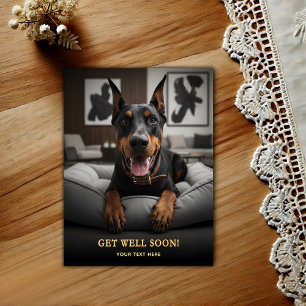 Süßer Dobermann Pinscher  Gute Besserung  Postkart Postkarte