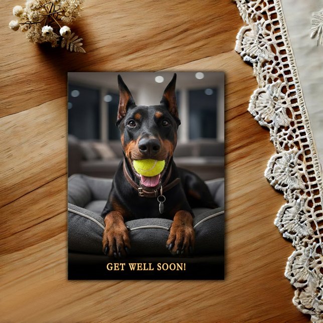 Süßer Dobermann Pinscher  Gute Besserung  Postkart Postkarte (Von Creator hochgeladen)