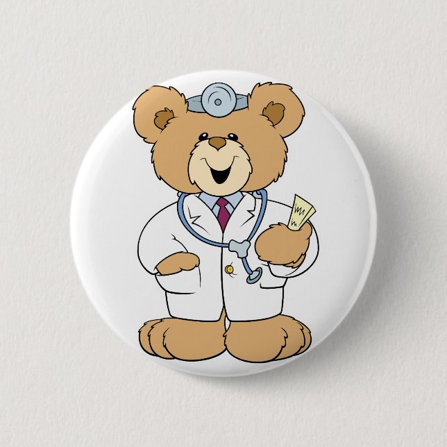 Süßer Doktor Teddybär Button (Vorderseite)