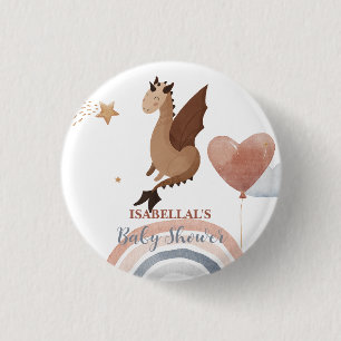 Süßer Drache African american Jungen Baby-Party Button