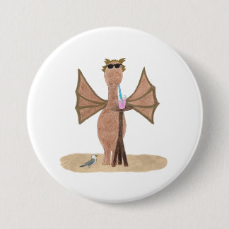 Süßer Drache am Strand Button