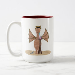 Süßer Drache am Strand  Zweifarbige Tasse