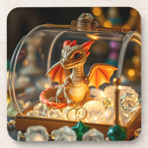 Süßer Drache in einer Schmuckschachtel Getränkeuntersetzer