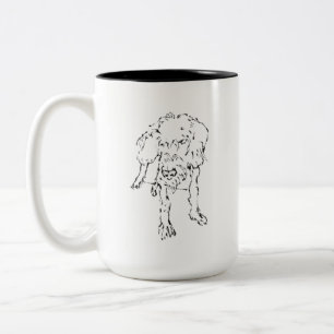 Süßer drahthaariger Dackel-Welpe-Hund-Kaffee Zweifarbige Tasse