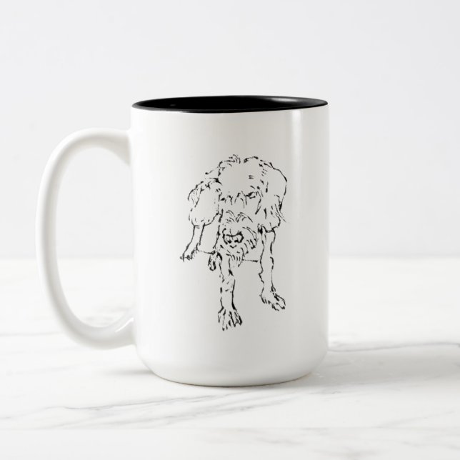 Süßer drahthaariger Dackel-Welpe-Hund-Kaffee Zweifarbige Tasse (Links)