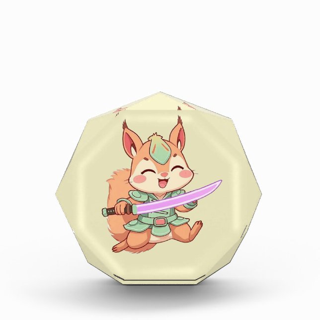 Süßer Eichhörnchen-Samurai. Fotoblock (Vorderseite)