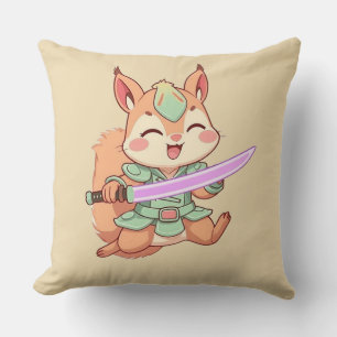 Süßer Eichhörnchen-Samurai. Kissen