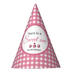 Süßer Ein-Cupcake zum 1. Geburtstag Mädchenparty  Partyhütchen