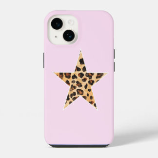Süßer einfacher Gepardendruck Stern Rosa iPhone Ca 14 Hülle