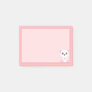 Süßer Eisbär auf Hellrosa Post-it Klebezettel
