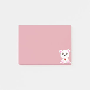 Süßer Eisbär-Cartoon auf Roségold Post-it Klebezettel