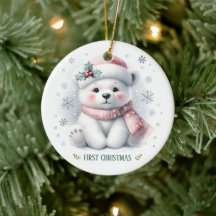 Süßer Eisbär Erstes Weihnachten Andenken Foto
