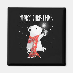 Süßer Eisbär Schal Frohe Weihnachten Xmas Feiertag Magnet