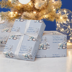 Süßer Eisbär und Pinguin Nordpol Weihnachten Geschenkpapier