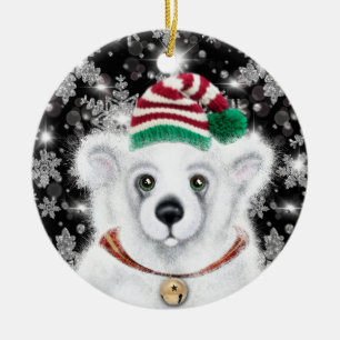 Süßer Eisbär Weihnachten, Weihnachtsmann Bär Keramik Ornament