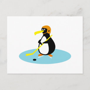 süßer Eishockey Pinguin Postkarte
