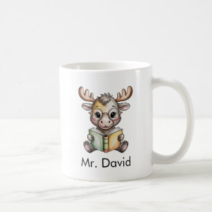 Süßer Elch beim Lesen eines Buches Custom Kaffeetasse
