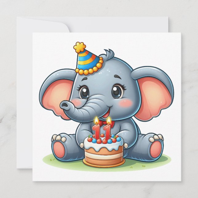 Süßer Elefant 11. Geburtstag (Vorderseite)