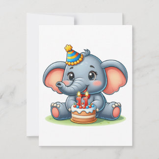 Süßer Elefant 11. Geburtstag Einladung