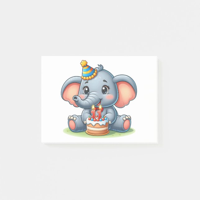 Süßer Elefant 11. Geburtstag Post-it Klebezettel (Vorderseite)