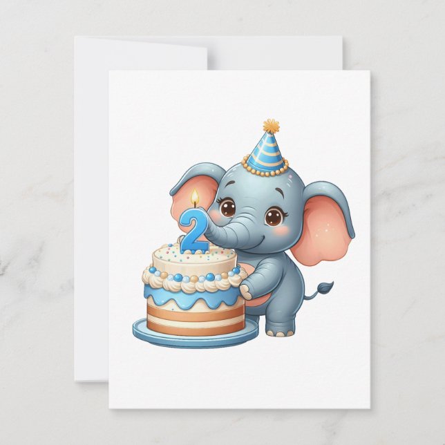 Süßer Elefant 2. Geburtstag (Vorderseite)