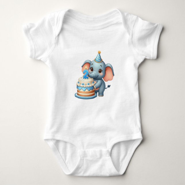 Süßer Elefant 2. Geburtstag Baby Strampler (Vorderseite)