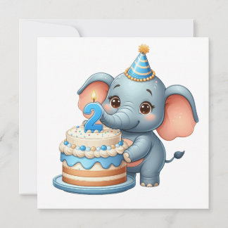 Süßer Elefant 2. Geburtstag Einladung