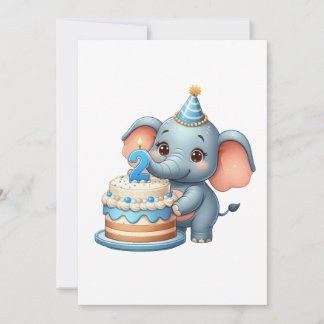 Süßer Elefant 2. Geburtstag Einladung