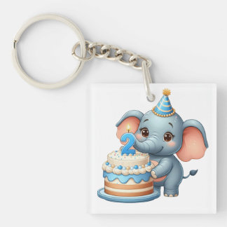 Süßer Elefant 2. Geburtstag Schlüsselanhänger