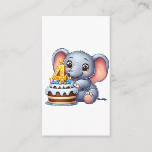 Süßer Elefant 4. Geburtstag Begleitkarte