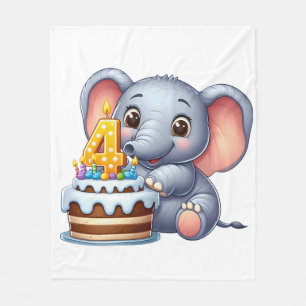 Süßer Elefant 4. Geburtstag Fleecedecke
