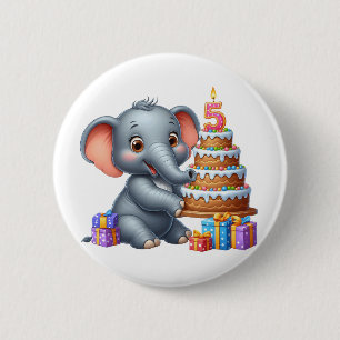 Süßer Elefant 5. Geburtstag Button