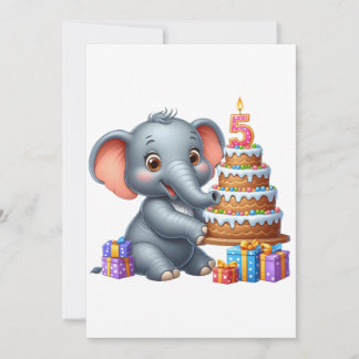 Süßer Elefant 5. Geburtstag Einladung