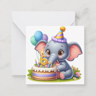 Süßer Elefant 6. Geburtstag Mitteilungskarte