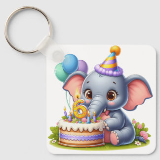 Süßer Elefant 6. Geburtstag Schlüsselanhänger