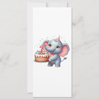 Süßer Elefant 7. Geburtstag Einladung