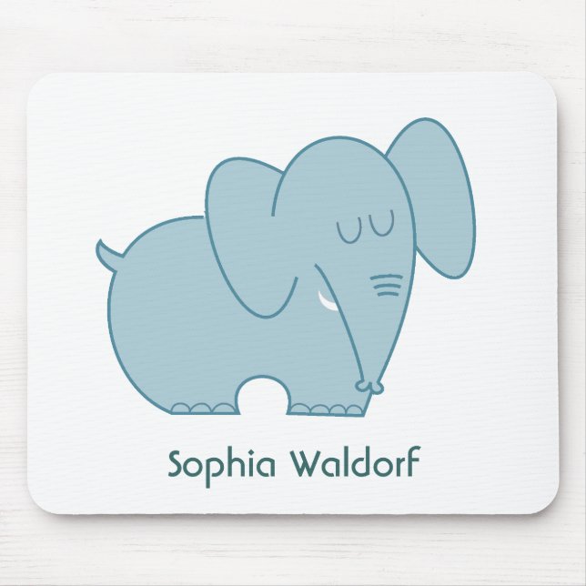 Süßer Elefant (blau) Mousepad (Vorne)