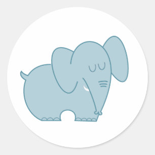 Süßer Elefant (blau) Runder Aufkleber